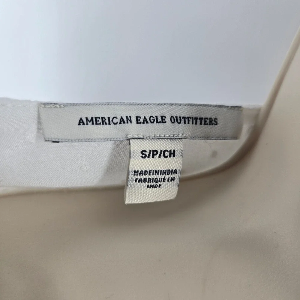 American Eagle White Swiss Dot Ruffle‎ Lace Boho Blouse Top Small - Picture 3 of 8